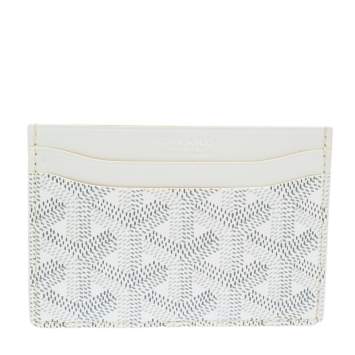 Pre Owned Goyard White Goyardine Coated Canvas Saint Sulpice Card Holder