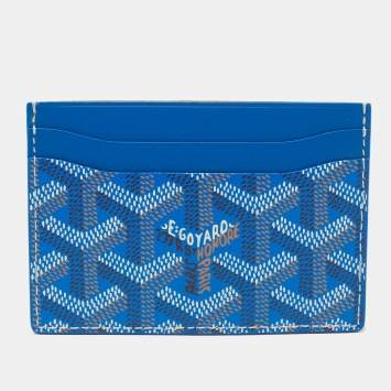 Pre Owned Goyard Blue Goyardine Coated Canvas and Leather Saint Sulpice Card Holder