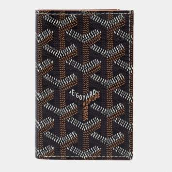 Pre Owned Goyard Black Goyardine Coated Canvas Saint Pierre Bifold Card Holder