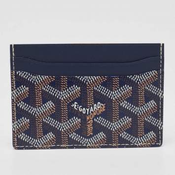 Goyard Navy Blue Goyardine Coated Canvas and Leather Saint Sulpice Card Holder