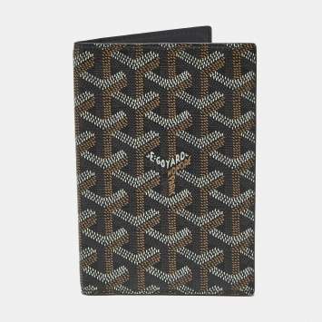 Pre Owned Goyard Black Goyardine Coated Canvas Grenelle Passport Cover