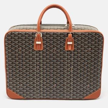 Goyard Brown Goyardine Coated Canvas and Leather Majordome 50 Soft Suitcase