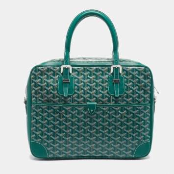 Goyard Green Goyardine Coated Canvas and Leather Ambassade PM Briefcase