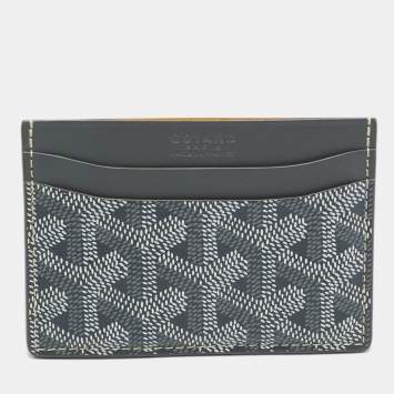 Pre Owned Goyard Grey Goyardine Coated Canvas and Leather Saint Sulpice Card Holder