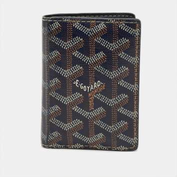 Pre Owned Goyard Saint Marc Navy Blue Goyardine Coated Canvas Card Holder