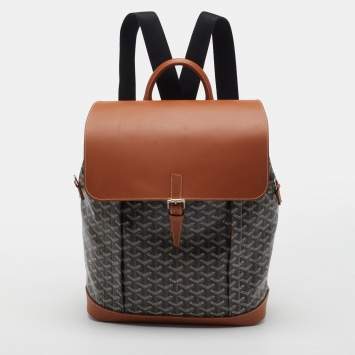 Pre Owned Goyard Alpin MM Brown Goyardine Coated Canvas and Leather Backpack