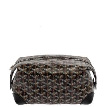 Pre Owned Goyard Black Goyardine Coated Canvas and Leather Boeing 25 Trousse Clutch