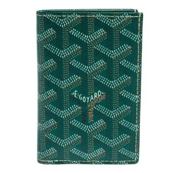 Pre Owned Goyard Green Goyardine Coated Canvas Saint Pierre Bifold Card Holder