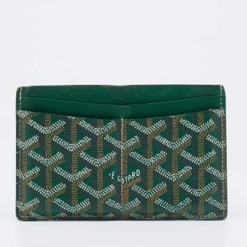 Pre Owned Goyard Green Goyardine Coated Canvas Saint Sulpice Card Holder