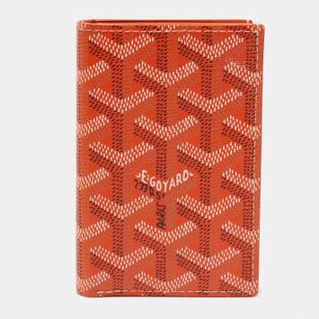 Pre Owned Goyard Orange Goyardine Coated Canvas Saint Pierre Bifold Card Holder