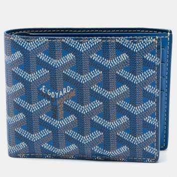 Pre Owned Goyard Blue Goyardine Coated Canvas Bi-Fold Wallet