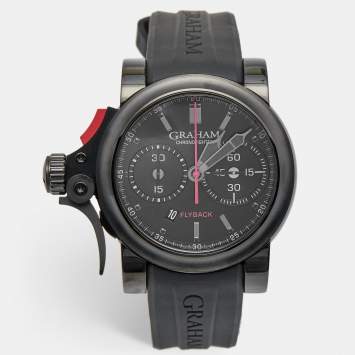 Pre Owned Graham Black PVD Coated Stainless Steel Rubber Limited Edition Chronofighter Trigger 2TRAB.B10A Men's Wristwatch 46 mm