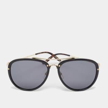 Pre Owned Gucci Black/Gold GG0662S Aviator Sunglasses