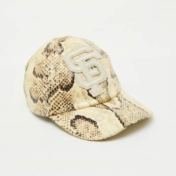 Gucci x MLB Beige Snake Print Leather Baseball Cap M