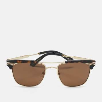 Pre Owned Gucci Tortoise Brown GG0287S Aviator Sunglasses