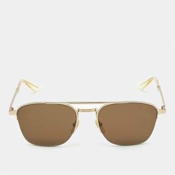 Gucci Brown/Gold Tone GG0985S Aviator Sunglasses