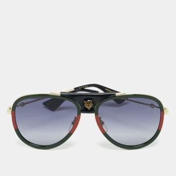 مملوكة مسبقًا Gucci Black Gradient GG0062S Web Aviator Sunglasses