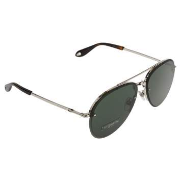 Pre Owned Givenchy Silver/Green GV7075/S Aviator Sunglasses