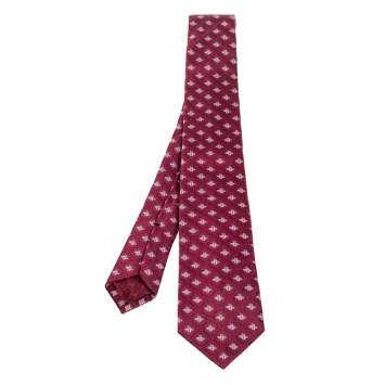 Pre Owned Gucci Red Superbee Silk Skinny Tie