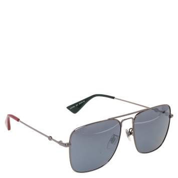 Pre Owned Gucci Web GG0108S Aviator Mirrored Sunglasses