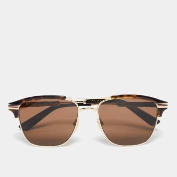 Pre Owned Gucci Brown Havana / Brown GG0241S Square Sunglasses
