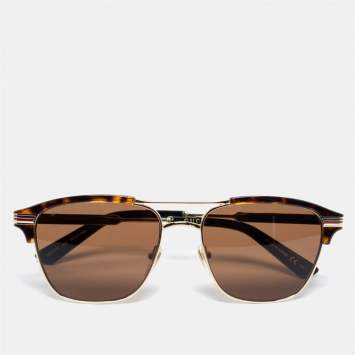 Pre Owned Gucci Black/Turquoise Brown GG0241S Aviator Sunglasses