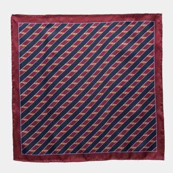 Pre Owned Gucci Burgundy Printed Silk Pocket Square