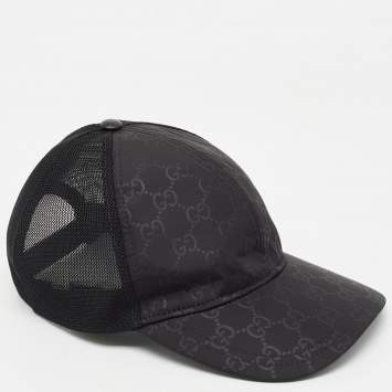 Pre Owned Gucci Black GG Nylon & Mesh Baseball Cap XL