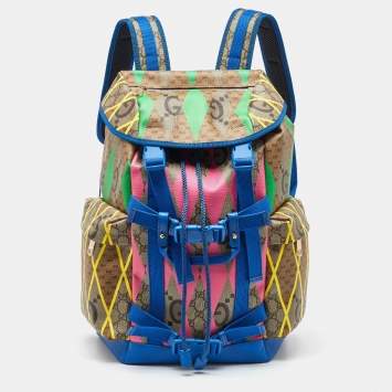 Pre Owned Gucci Multicolor GG Supreme Canvas Rhombus Print Backpack