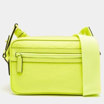 Gucci Lime Green Guccissima Rubber Effect Leather Crossbody Bag