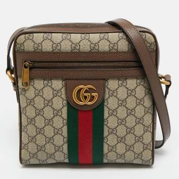 Pre Owned Gucci Beige/Brown GG Supreme Canvas Small Ophidia Messenger Bag
