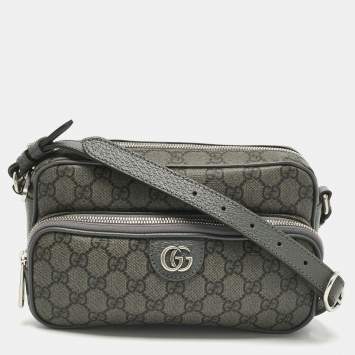 Pre Owned Gucci Grey GG Supreme Canvas and Leather Ophidia Shoulder Bag