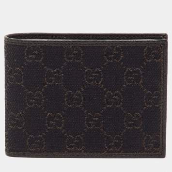 Pre Owned Gucci Dark Brown GG Canvas GG Bifold Wallet