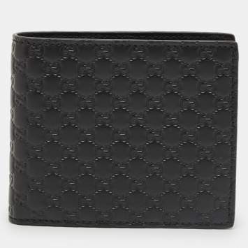 Pre Owned Gucci Black Microguccissima Leather Bifold Wallet