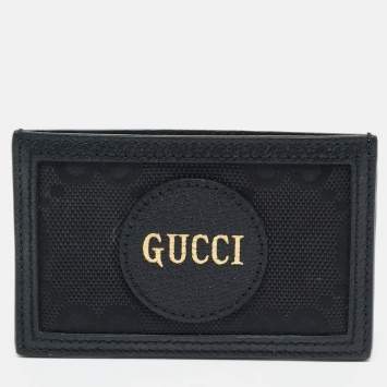 Pre Owned Gucci Black GG Nylon and Leather Off The Grid Card Case