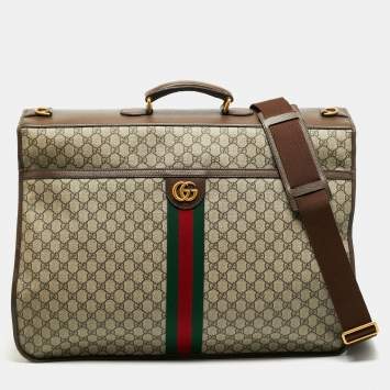 مملوكة مسبقًا Gucci Savoy Beige/Ebony GG Supreme Canvas and Leather Garment Suitcase