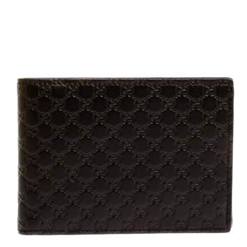 Pre Owned Gucci Brown GG Microguccissima Leather Bifold Wallet