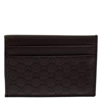 Pre Owned Gucci Dark Brown Guccissima Leather ID Window Card Case