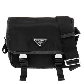 Pre Owned Prada Black Nylon Messenger Bag