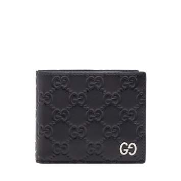 Pre Owned Gucci Black Guccissima Leather GG Signature Bifold Wallet