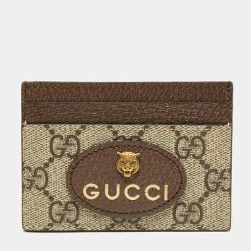 Pre Owned Gucci Tri Color GG Supreme Canvas and Leather Neo Vintage Card Case