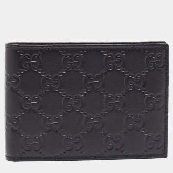 Pre Owned Gucci Black Guccissima Leather Bifold Wallet