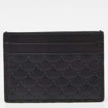 Pre Owned Gucci Black Microguccissima Leather Card Holder