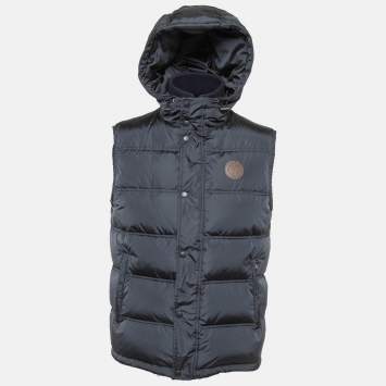 Pre Owned Gucci  Navy Blue Synthetic Sleeveless Quilted Down Jacket M