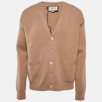 Pre Owned Gucci Beige Cashmere Knit Button Front Cardigan S
