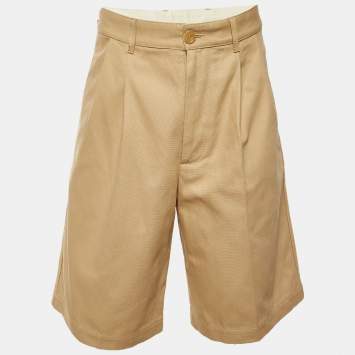 Pre Owned شورت غوتشي قماش الكانفاس القطني الكاكي مطرز مقاس وسط 34 بوصة