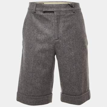 Pre Owned Gucci Grey Wool & Cashmere Cuffed Hem Shorts L