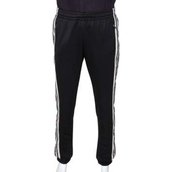 Pre Owned Gucci Black Technical Jersey Guccisima Logo Track Pants M