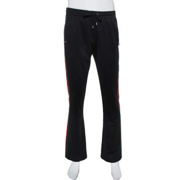 Pre Owned Gucci Black Jersey Side Stripe Detail Technical Flared Pants S