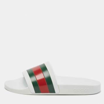 Gucci White Rubber Pursuit 72 Pool Slides Size 41
